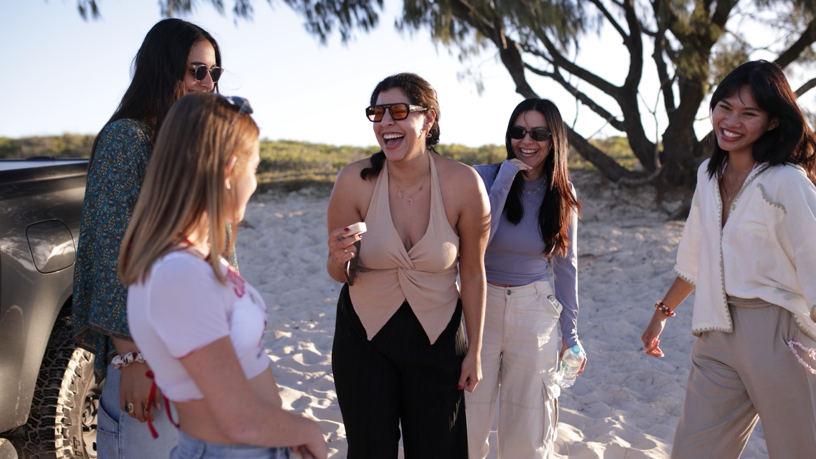 Travellers meeting their Moreton Island crew